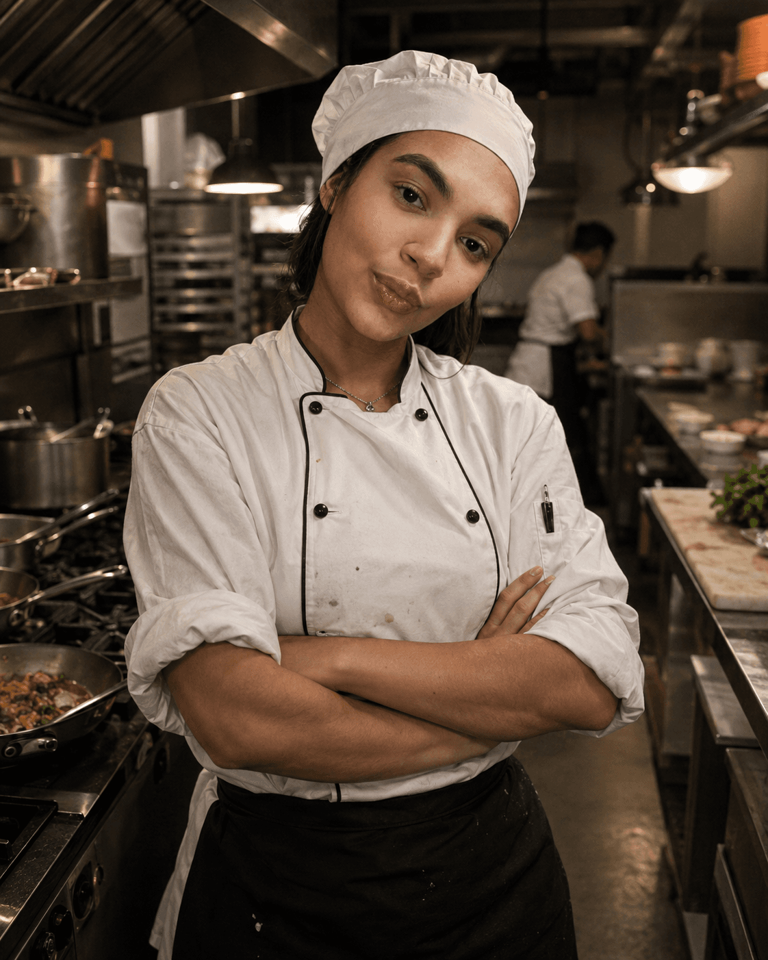 Chef Lorena em sua cozinha