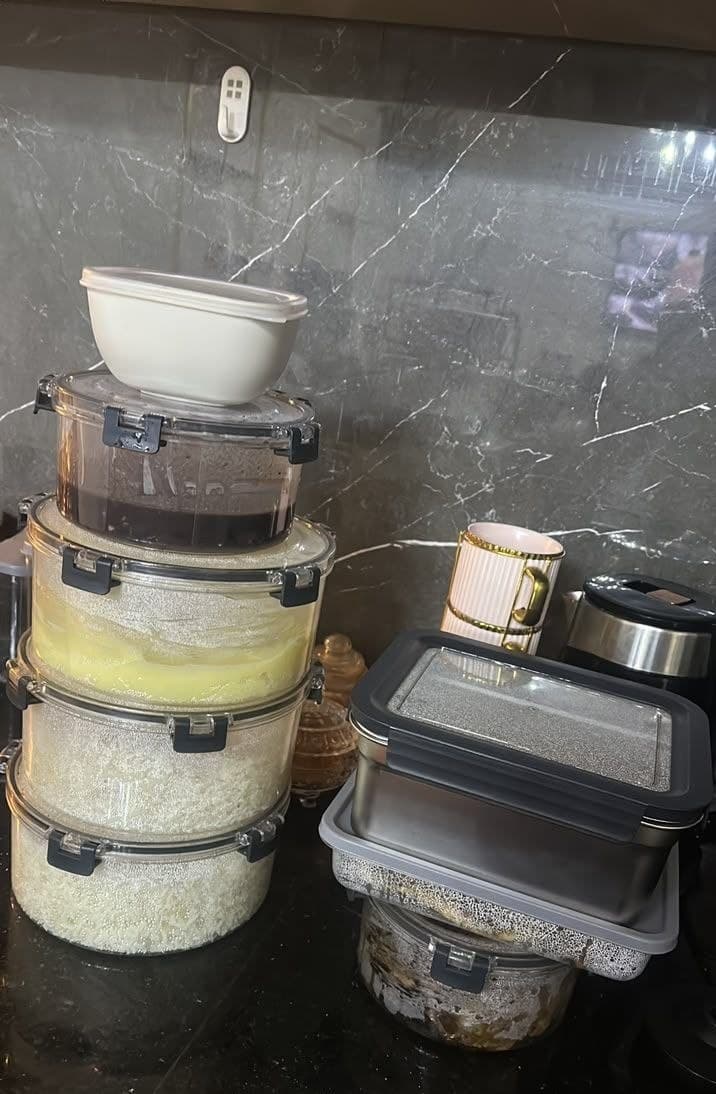 Comida organizada em potes